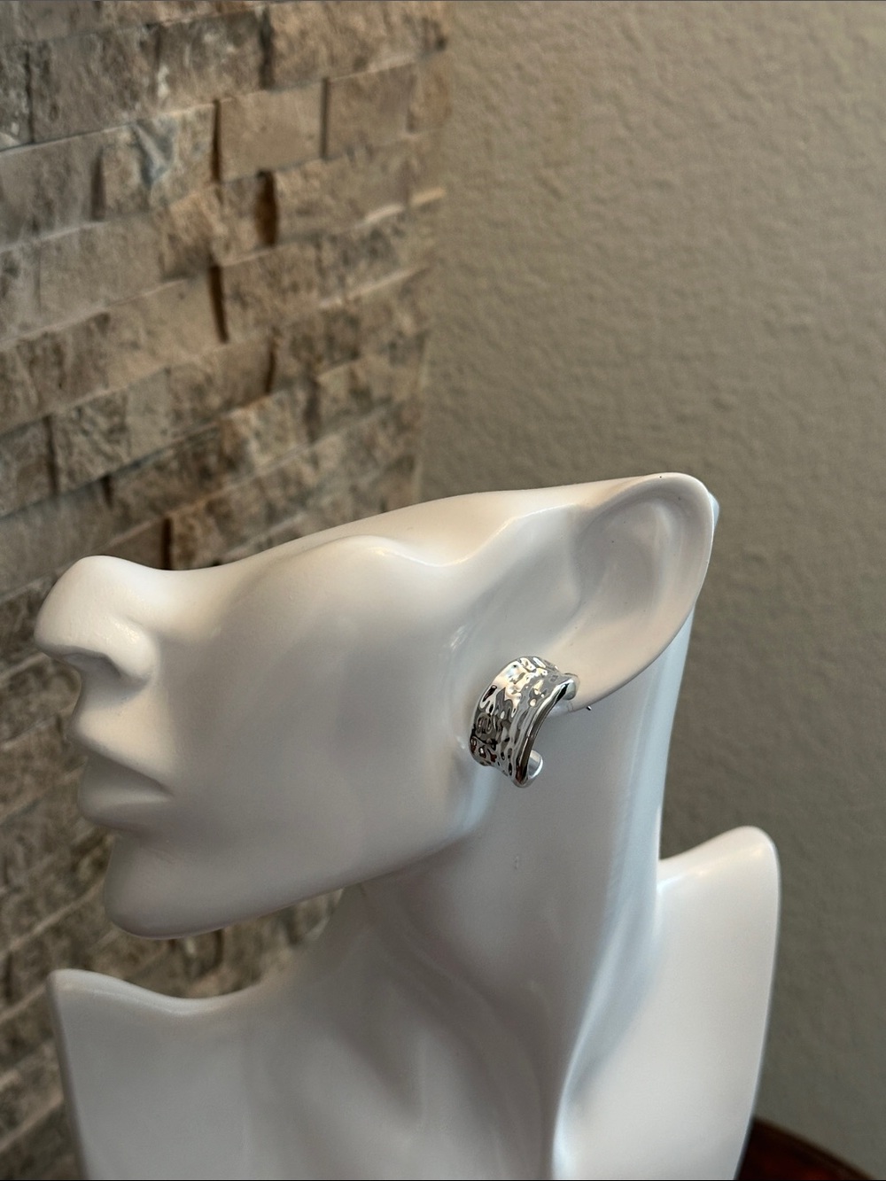 Fashion Jewelry Silver Textured Hoop Earrings